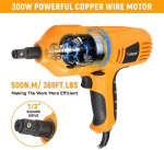 Hoteche 300 W elektriline l&ouml;&ouml;kmutriv&otilde;ti 500 Nm p&ouml;&ouml;rdemomendi, 6000 Rpm, 1/2 tollise nelikantpeaga, Vde pistik - kollane/must