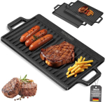 Malmplaat k&auml;epidemetega, 45 x 22 cm, mittenakkuv grillplaat gaasigrillile, grillplaat v&auml;litingimustes/telkimiseks (45 cm)