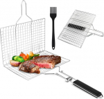 Grillkorv kalale, hoidik, roostevabast terasest kokkupandavad kaasaskantavad grillitarvikud, kalatangid grillimiseks, grillkorv kalale, k&ouml;&ouml;giviljadele, kanatiibadele koos m&auml;&auml;rdeharjaga