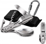 Zimaic roostevabast terasest s&ouml;&ouml;giriistade komplekt 5 &uuml;hes kokkupandavad s&ouml;&ouml;giriistad matkamiseks nuga kahvel lusikas komplekt v&auml;ljas kaasaskantavad s&ouml;&ouml;giriistad n&ouml;&ouml;rkotiga