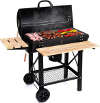 Lehmann Lgacg-1935 s&ouml;egrill Xl kaane ja ratastega, grillk&auml;ru kahe puidust riiuli ja mittekuumeneva k&auml;epidemega, s&ouml;egrill aeda, terrassile, matkamiseks