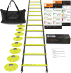 Mantra Sports koordinatsiooniredel jalgpallitreeningu komplekt - 6 m agility ja kiiruse treeningredel fitnessi ja spordi jaoks - lakross - k&auml;sipall - hoki ja korvpall - kandekoti ja treeningkaartidega