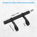 20 cm jalgratta lenkstangi pikendus, alumiiniumisulamist lenkstangi pikendus jalgrattale koos kruvikeerajaga, lenkstangi pikendaja 25-34 mm lenkstangidele, lambile, telefonidele, gps-ile, kaamerale