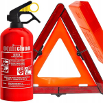 Agmi 1kg tulekustuti Ogniochron pulberauto koos hoiatuskolmnurgaga Microfold