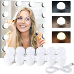 Alopee led peeglivalgusti, 12 led h&auml;mardatavat peeglivalgustit, hollywoodi stiilis meigivalgusti, h&auml;mardatav, reguleeritav tualettlaua valgustus, 3 v&auml;rvi meigivalgusti kosmeetikapeeglile, vannitoapeeglile