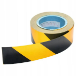 Kollane-must helkurteip 100mm x 5m