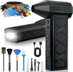 Elektriline tolmupuhur, 2025. aasta uus mudel kaks-&uuml;hes mini puhur koos taskulambiga v&auml;litingimustes kasutamiseks, 180 000 p/min suru&otilde;hu pihustuspuhastusseadmed tuulekiiruse tasemega 4 autole