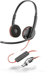 Poly Blackwire 3220 juhtmega usb-c peakomplekt, m&uuml;rasummutav mikrofon, stereo disain, &uuml;hendatakse pc/mac-iga usb-c v&otilde;i usb-a kaudu, &uuml;hildub teams/zoomiga, soundguard tehnoloogia