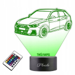 Lamp klaasil Auto Audi Rs3 3d Led Rgb + Pult 16 v&auml;rvi