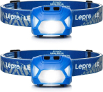 Lepro pealamp, 1300 luksi led xpg pealamp 6 valgusrežiimiga, esilatern ja punane tuli, ipx4 pritsmekindel korpus, patareitoitega pealambid, ideaalne telkimiseks, s&ouml;rkimiseks, sinine, 2 tk pakis