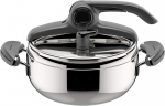 Lagostina Mia Lagoeasy'up 3,5-liitrine survepott, valmistatud 18/10 roostevabast terasest, l&auml;bim&otilde;&otilde;t 22 cm, survepott induktsioon- ja gaasipliitidele, lihtne kaane avamine, 3-kihilise Irradial Plus p&otilde;hjaga