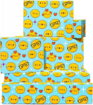 Smiley Face pakkepaber - 6 lehte sinist kinkepaberit meestele ja naistele - s&uuml;nnip&auml;ev, aastap&auml;ev, valentinip&auml;ev - kleebistega - taaskasutatav - Central 23