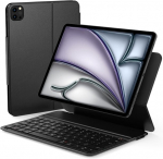 Qulose qwertyz klaviatuurikohver ipad air 11 tolli m3 2025/m2 2024, 5/4 (2022/2020) 10.9 tolli, ipad pro 11 tolli, &uuml;li&otilde;huke magnetiline folio bluetooth klaviatuur, c-t&uuml;&uuml;pi laadimisfunktsioon, must