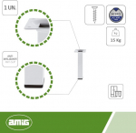 Amig - ruudukujuline m&ouml;&ouml;blijalg reguleerimiskruviga, vastupidav teras lauale ja k&ouml;&ouml;gile, maksimaalne kandev&otilde;ime 15 kg, kriimustuskaitse, valge teras, 25 x 25 x 250 mm, legeerteras