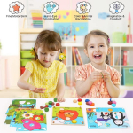 Japace pusle alates 1 2 3 aastast, mosaiikpildi pistikm&auml;ng montessori m&auml;nguasi v&auml;rvide m&auml;&auml;ramise m&auml;ng 25 v&auml;rvilise ehitusklotsi ja 10 mustriga, hariv pistikm&auml;nguasi, motoorika m&auml;nguasi, kingitus lastele