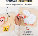 Merle Toys&reg; puidust pusle 1 aasta, puidust pusle alates 2 aastast, 100% j&auml;tkusuutlikud puidust pusled neutraalse taustaga suurema fookuse jaoks, beebipusle alates 1 aastast, puidust pusle alates 1 aastast 19 suure detailiga