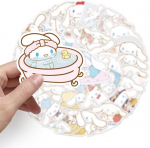Cinnamoroll Baby Cinnamoroll kleepsukomplekt 50 t&uuml;kki auto, s&uuml;learvuti, rulalauda, jalgratta, mopeedi, mootorratta, arvuti kaunistamiseks, sobib t&auml;iskasvanutele ja lastele