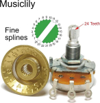 Musiclily Pro imperiaalsed tollise suurusega rihveldatud kitarri nupud, kiirusnupud Usa Les Paul stiilis elektrikitarridele, must (4 tk komplekt)