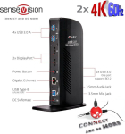 Club 3d Csv 1460 Usb 3.0 Dual Display 4k 60hz dokkimisjaam, must