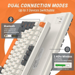 Yindiao K96 juhtmevaba mehaaniline klaviatuur, Bluetooth/2.4ghz juhtmevaba, type c/usb-a 2-in-1 vastuv&otilde;tja, hot-swap, 100 klahvi, kompaktne m&auml;nguriklaviatuur 96% paigutuse ja numbristikuga, red switch, arvutile