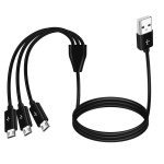 Meiriyfa Usb A kuni 3x Micro Usb splitter, 1m, must
