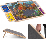 Lavievert 1000 t&uuml;kiga p&ouml;&ouml;rlev puslelaua alus 4 sorteerimissahtliga, kallutatav puslelaud kaanega, puidust pusleplatvorm libisemiskindla lauaplaadiga t&auml;iskasvanutele