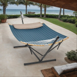V&otilde;rkkiik 400 x 100 x 90 cm, Must ja Sinine, Hammock koos Alusega, H&auml;ngematte mit Gestell, 400 x 100 x 90 cm, Must ja Sinine