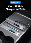 Usb jaotur model y/3 keskkonsoolile, 4 pordiga telefonilaadija, toetab pd 27w kiirlaadimist, model 3/y tarvikute dokkimisjaamale (usb*2, type c*2) (kahe joonega