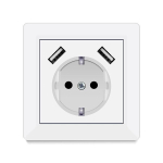 Usb-pesadega pistikupesad (max 5 v 3.4 a) schuko pistikupesa usb sisseehitatud s&uuml;steem 55 puhas valge l&auml;ikiv seinakontakt ainult 32 mm s&uuml;gav