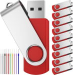 USB pulk Febniscte m&auml;lupulk 2 gb, 10 tk usb-m&auml;lupulgad kokkupandavad p&ouml;&ouml;ratava mehhanismiga 2 gb m&auml;lupulk punane usb 2.0 v&auml;lkm&auml;luseadmed andmete salvestamiseks kaabliga pendrive reklaamkingitustele