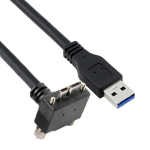 Cy Micro Usb 3.0 kaabel topeltkruvidega, lukustatav Usb 3.0 5gbps toitekaablile 90 kraadi &uuml;lespoole suunatud Vr t&ouml;&ouml;stuskaamera arvutile (3m)