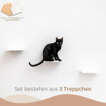 Azano&reg; kassi treppide komplekt, 3 suurt osa | [modernne disain, valmistatud metallist] ronimissein kassidele | kassi redel seinale | kassi trepp seinale | kassi redel | kassi m&ouml;&ouml;bel ronimiseks (valge - vilt)