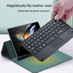 Reoso bluetooth klaviatuurikohver, kokkupandav telefonikohver pliiatsi hoidjaga, samsung galaxy z fold 4/fold 3 ja huawei mate x3 xs2 bluetooth juhtmevaba klaviatuur nahast alusega (must)