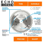 Echo Corner 140 mm ketassaetera, 20 mm avaga, 48 hambaga ketassaetera peene pinnaga puidu l&otilde;ikamiseks