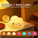 Yootiko laste &ouml;&ouml;lamp, pilve led voodilamp, puutetundlik taimeriga, imetamise valgus, h&auml;mardatav, 7 v&auml;rvi, gradient, soe valgus, usb laetav silikoonist &ouml;&ouml;lamp, magamistuppa, lastetuppa