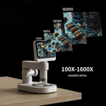 Beaverlab mikroskoop lastele, 4,3-tolline ips digitaalne mikroskoop 100x-1600x, 1080p hd taskumikroskoop lastele 8 reguleeritava led-valgustiga, &uuml;hildub pc/tv-ga, algajatele, 32gb m&auml;lu