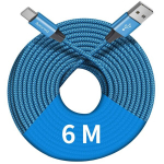 Baiwwa eriti pikk Usb C kaabel 6 m, pikk laadimiskaabel Usb C kiirlaadimiskaabel nailon Ps5 kontrolleri, Switchi, Samsung Galaxy Tab'i, tahvelarvuti ja muude Usb Type C seadmete jaoks, sinine