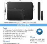 Finpac s&uuml;learvuti k&otilde;va kestaga kaitse&uuml;mbris 13,6-tollisele macbook air 2025&ndash;2022 m4 m3 m2 a3240 a3113 a2681, 14-tollisele macbook pro m4/m3/m2/m1 2024&ndash;2021, 13-tollisele macbook pro/air, p&otilde;rutuskindel &uuml;mbris koos