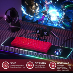 Gk61 kiirvahetusega mehaaniline m&auml;nguriklaviatuur - 62 klahviga mitmev&auml;rviline rgb led taustavalgustus pc/mac m&auml;ngijatele - iso saksa paigutus (gateron Optical Blue, Red)