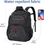 Vankean reisiklapitav seljakott, 17,3 tolli, tsa-s&otilde;bralik, veekindel, vargusvastane, xl arvuti seljakott rfid taskutega, kolledži seljakotid usb-pordiga meestele ja naistele &auml;rireisideks, must