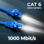 Deleycon 1 m Cat.6 Ethernet Gigabit Lan v&otilde;rgukaabel Rj45 Cat6 Patch kaabel, &uuml;hildub Cat.5 Cat.5e Cat.6a Cat.7 - sinine