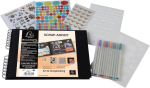 Exacompta 16801e scrapbooking komplekt Scrap-addict spiraalk&ouml;ites album 70 musta lehek&uuml;lge formaat 32 x 22 cm 2 &scaron;ablooni 4 lehte kleebiseid 2 lehte isekleepuvaid nurki 12 viltpliiatsit
