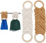 Gomakerer 2 tk rippuv k&ouml;&ouml;gi teer&auml;tiku hoidja 2 v&auml;rvi makramee r&auml;tikuhoidja, valmistatud puuvillast riputamiseks dekoratiivne boho makramee k&ouml;&ouml;gir&auml;tiku riidepuu kodu k&ouml;&ouml;gi pliidi uksele 260 x 61 x 11 mm