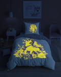 Voodipesukomplekt Pimedas helendav 140x200 &Uuml;kssarvik lilledes Unicorn