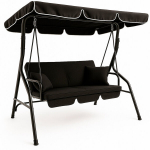 Aiakiik 3 inimesele koos varikatuse ja patjadega, must