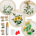 4 tk tikkimiskomplekt Diy, organza, botaaniline motiiv