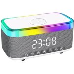 Bluetooth k&otilde;lar raadioga, juhtmevaba laadijaga, &auml;ratuskellaga ja valge m&uuml;raga