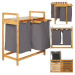 Bambusest pesukorv Kahekohaline 73x64x33 Tumehall