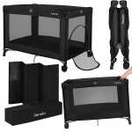 Reisivoodi madratsiga, kompaktne, kerge 7 kg, m&auml;nguaed &ndash; Lionelo Amelie Black