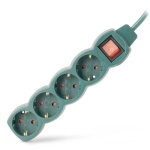 Entac pikendusjuhe 4 pistikupesaga 5m 3680W IP20 l&uuml;litiga, roheline